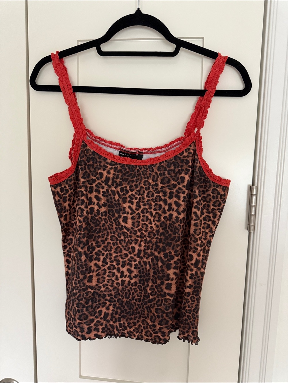 ASOS Leopard Print Cami with Red Trim
